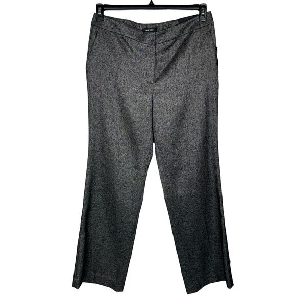 Nine West SZ 12 Neo Classic Dress Pants Straight Flat Front Pockets Black Ivory - Picture 1 of 9